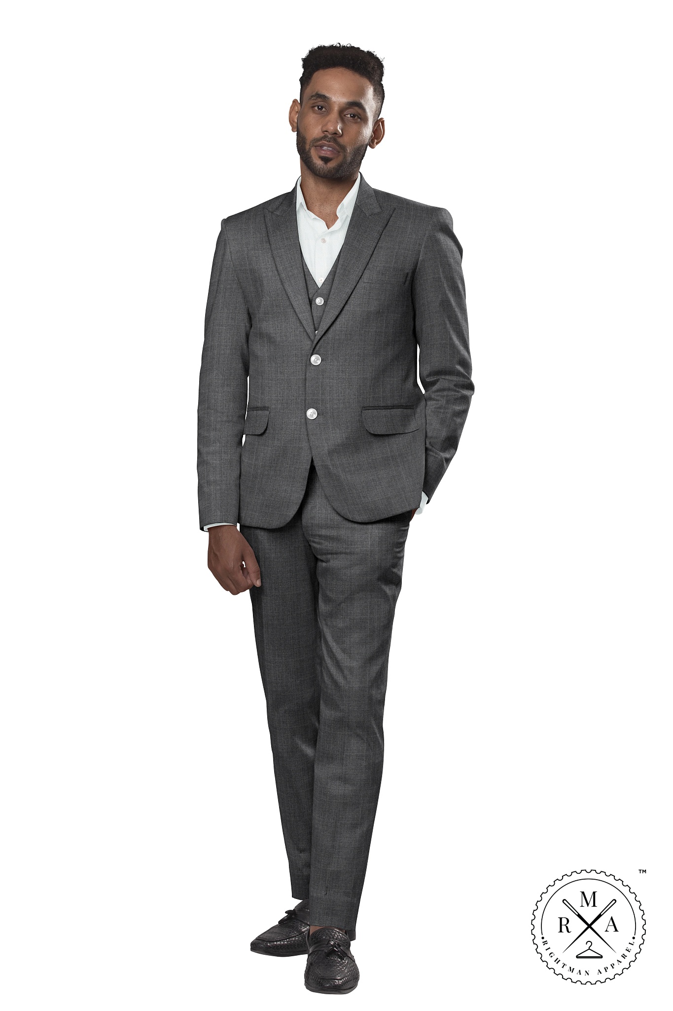 Textured Grey Three Piece Suit SU114